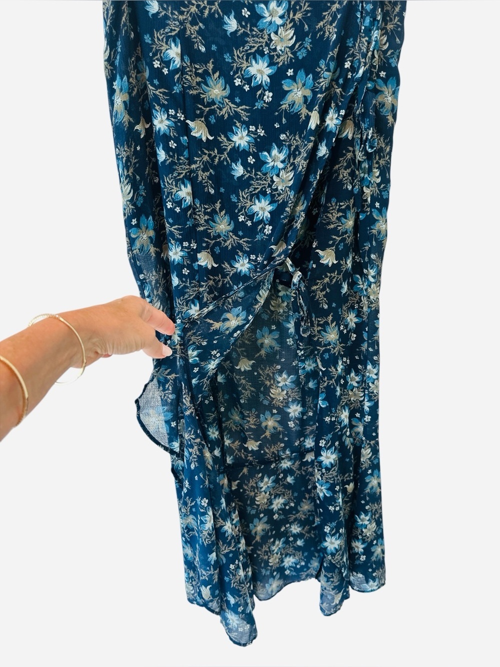 Free People Femme Edge Blue Ink Sheer Floral Maxi Skirt - Picture 11 of 16